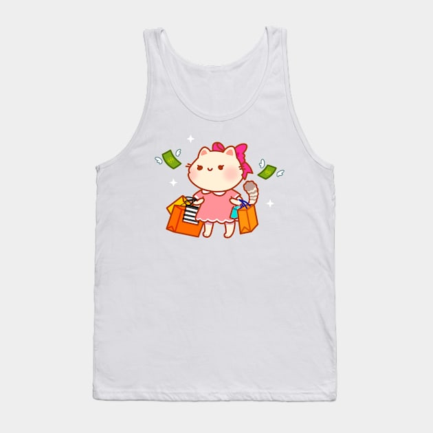 Retail Therapy Cat Shopping Tank Top by vooolatility